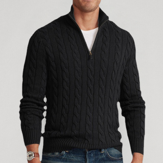 Eryon Cashmere Sweater – Men’s Half-Zip Cable Knit Pullover