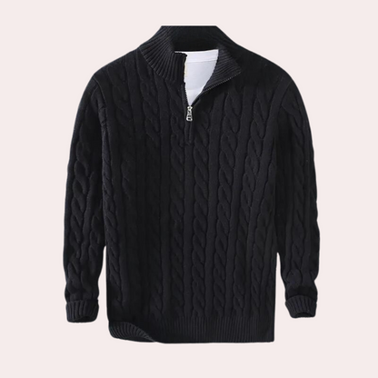 Eryon Cashmere Sweater – Men’s Half-Zip Cable Knit Pullover