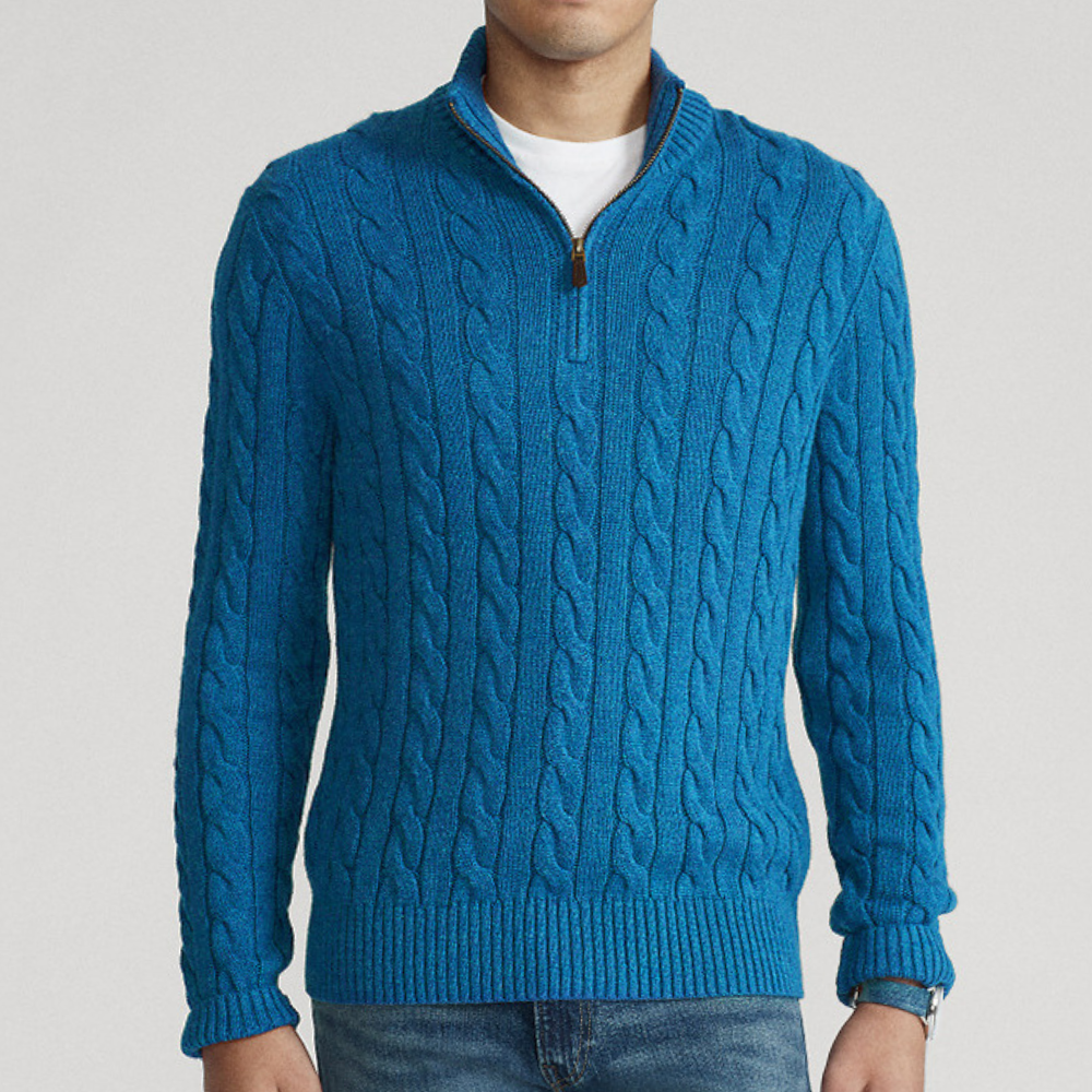 Eryon Cashmere Sweater – Men’s Half-Zip Cable Knit Pullover