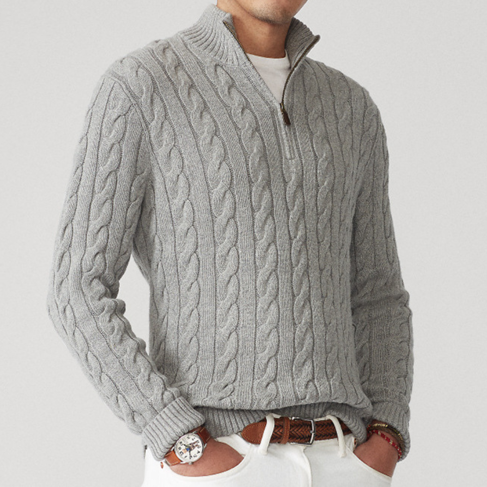 Eryon Cashmere Sweater – Men’s Half-Zip Cable Knit Pullover