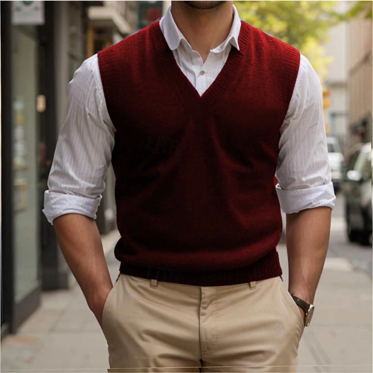 Rheon Sleeveless Vest – Men’s Classic V-Neck Knit