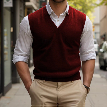 Rheon Sleeveless Vest – Men’s Classic V-Neck Knit