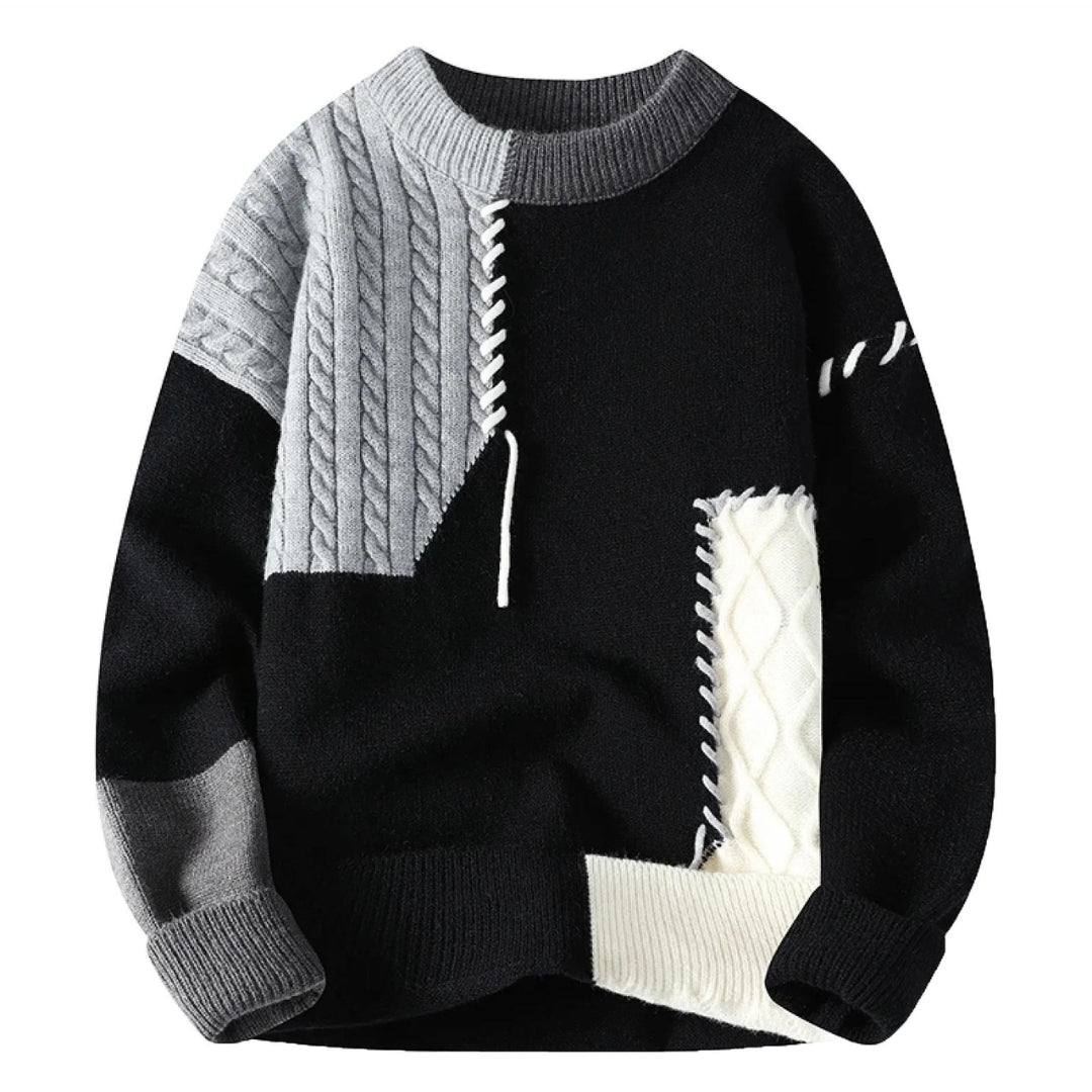 Eldric Patchwork Sweater – Men’s Artistic Knit Design